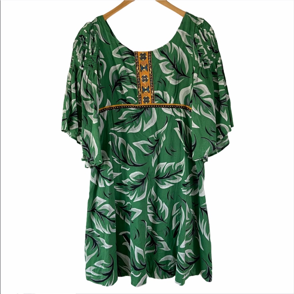 Anthroplogie Vanessa Virginia Green Tropical Dress